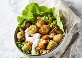 Cpv Autumn Salad With Veggie Tots And Crispy Vegetables
